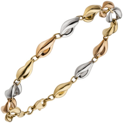 Armband mit Ovalen 585 Gold tricolor