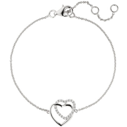 Armband "Herzen" 925 Silber mit 21 Zirkonia weiß – Bild 2