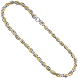 Kordel-Collier doppelreihig 375 Gold bicolor