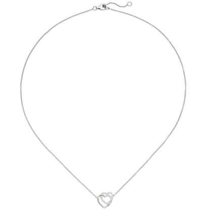 Collier "Herzen" 925 Silber mit 21 Zirkonia weiß – Bild 2