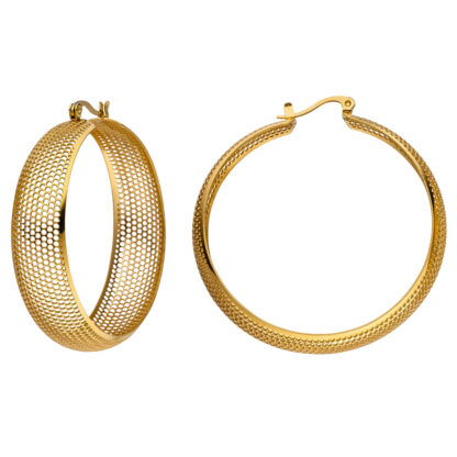 Creolen Edelstahl/PVD goldfarben mit Loch-Design