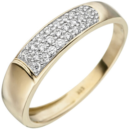 Ring 333 Gelbgold mit 24 Zirkonia weiß