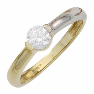Ring 333 Gelb-/Weißgold mit Zirkonia weiß