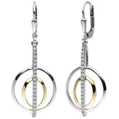 Boutons Ring-Optik 925 Silber/teilvergoldet mit 38 Zirkonia