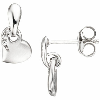 Ohrstecker "Herz" 925 Silber mit Zirkonia modern