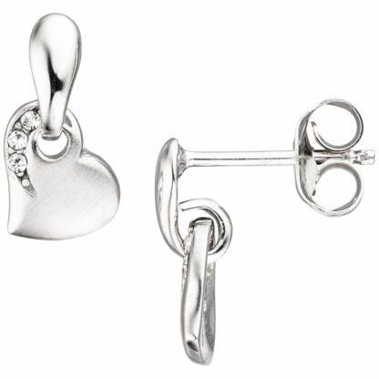Ohrstecker "Herz" 925 Silber mit Zirkonia modern