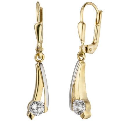 Boutons 333 Gelbgold bicolor mit 2 Zirkonia weiß
