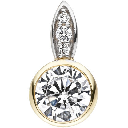 Anhänger 375 Gelbgold bicolor mit Zirkonia weiß