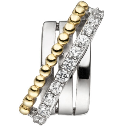 Anhänger Bicolor 925 Silber/teilvergoldet mit Zirkonia