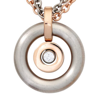 Collier mit Anhänger rund Edelstahl/teilrotvergoldet SWAROVSKI ELEMENT