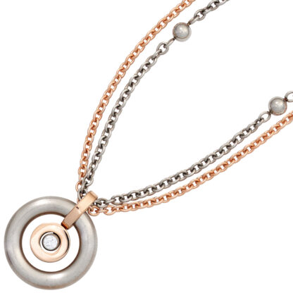 Collier mit Anhänger rund Edelstahl/teilrotvergoldet SWAROVSKI ELEMENT – Bild 3