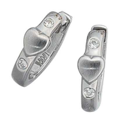 Kinder Creolen "Herz" 925 Silber mit Zirkonia weiß – Bild 4