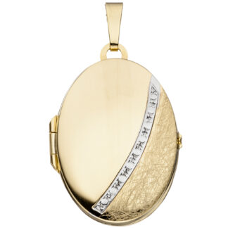 Medaillon oval 333 Gelbgold bicolor sowie teileismatt