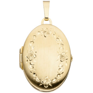 Medaillon oval "Blüten" 333 Gelbgold