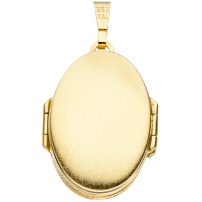 Medaillon oval "Blumen-Design" 333 Gelbgold bicolor – Bild 6