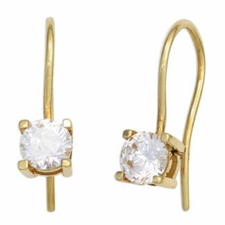 Ohrhaken 333 Gelbgold mit 2 Zirkonia weiß