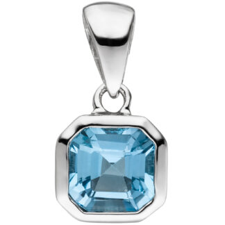 Anhänger achteckig 925 Silber mit Blautopas