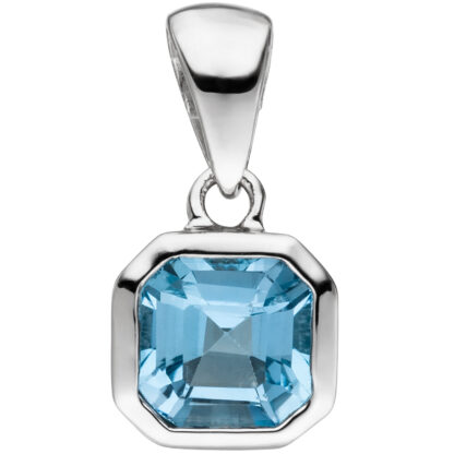 Anhänger achteckig 925 Silber mit Blautopas