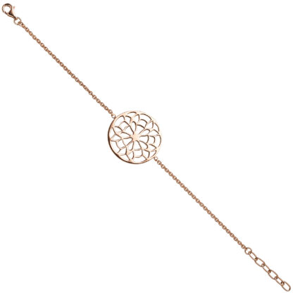 Rundanker-Armband "Blume" 925 Silber/rotvergoldet