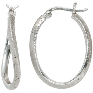 Creolen 925 Silber mattiert mit Glitzer