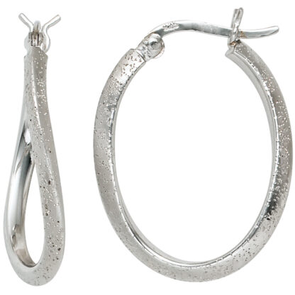 Creolen 925 Silber mattiert mit Glitzer
