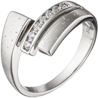 Ring 925 Silber mit Zirkonia weiß und Glitzer