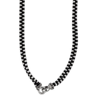 Collier Baumwolle schwarz mit Edelstahl und SWAROVSKI® ELEMENTS