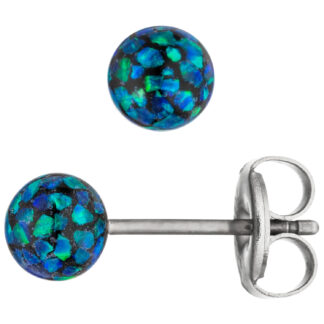 Kugel-Ohrstecker Edelstahl mit Opalen (synth.) ca. 5,1 mm