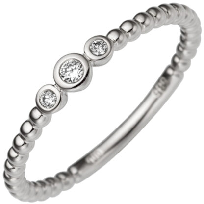 Ring 585 Weißgold mit 3 Brillanten 0,06 ct. rund gefasst