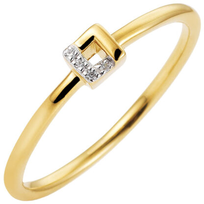 Ring "Carré" 585 Gelbgold mit Brillanten