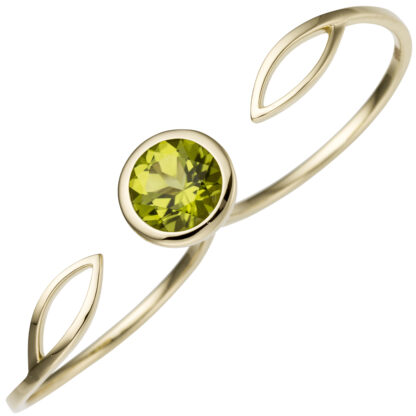 Zweifinger Ring 585 Gelbgold mit Peridot