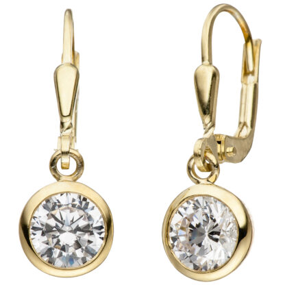 Boutons 925 Silber/vergoldet mit 2 Zirkonia weiß