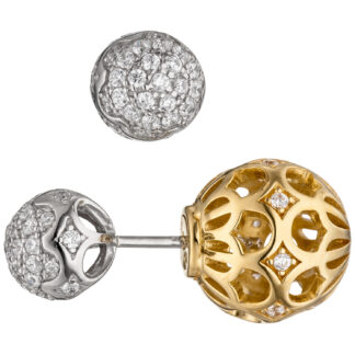 Kugel-Ohrstecker "Doubleface" 925 Silber/teilvergoldet mit Zirkonia weiß