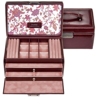 Sacher Schmuckkasten "Florage" bordeaux mit Blumen-Dekor