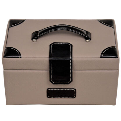 Sacher Schmuckkoffer  "Ledro"  vegan genarbt taupe/schwarz – Bild 4