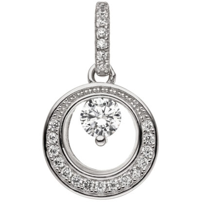 Anhänger 925 Silber mit 23 Zirkonia weiß kreisförmig