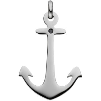 Anhänger "Anker" Edelstahl mit Zirkonia schwarz