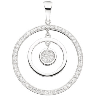 Anhänger 925 Silber mit Zirkonia weiß kreisförmig
