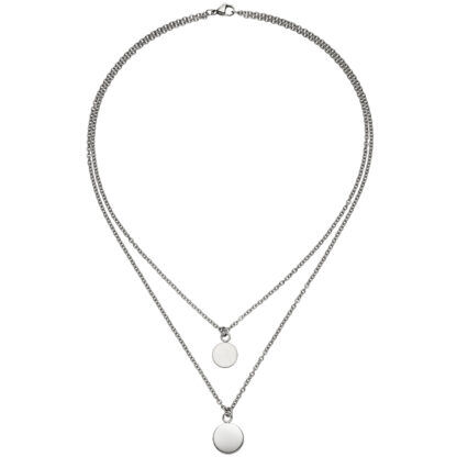 Collier 2-reihig mit 2 Anhängern Edelstahl