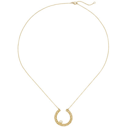 Collier mit Kreis-Anhänger offen 750 Gelbgold mit Brillant – Bild 4
