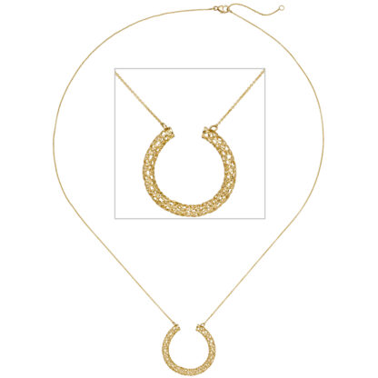 Collier mit Kreis-Anhänger 750 Gelbgold Filigran