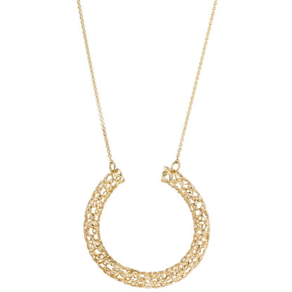 Collier mit Kreis-Anhänger 750 Gelbgold Filigran – Bild 5