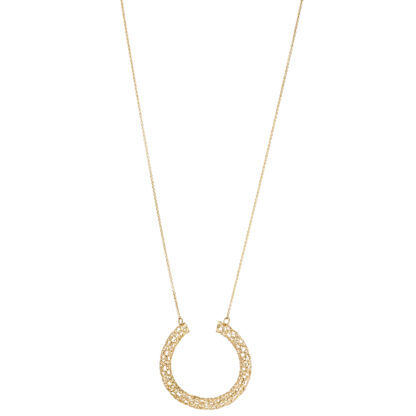 Collier mit Kreis-Anhänger 750 Gelbgold Filigran – Bild 2