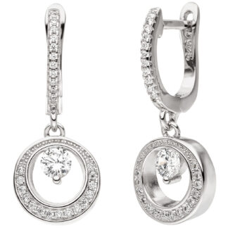 Creolen 925 Silber mit 54 Zirkonia weiß kreisförmig