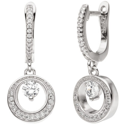 Creolen 925 Silber mit 54 Zirkonia weiß kreisförmig