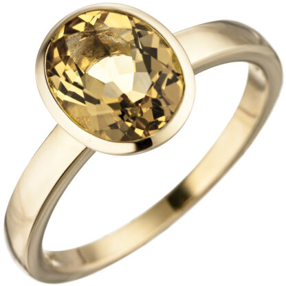 Ring 585 Gelbgold mit Citrin oval