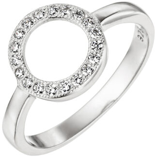 Ring kreisförmig 925 Silber mit 19 Zirkonia weiß