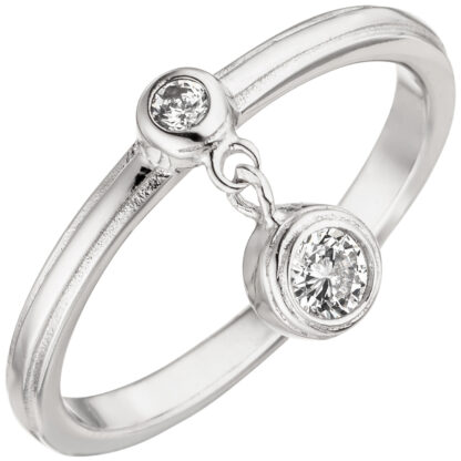 Ring 925 Silber mit 2 Zirkonia weiß beweglich