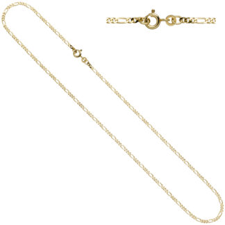 Figarokette 333 Gelbgold diamantiert 50 cm mit Federringverschluss