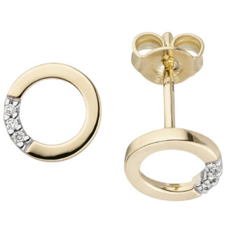 Ohrstecker 585 Gelbgold mit Brillanten kreisförmig